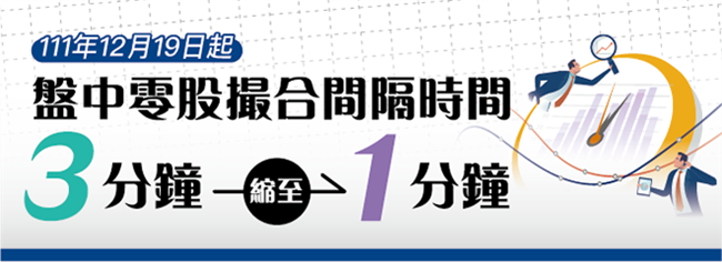 盤中零股交易縮短撮合間隔時間